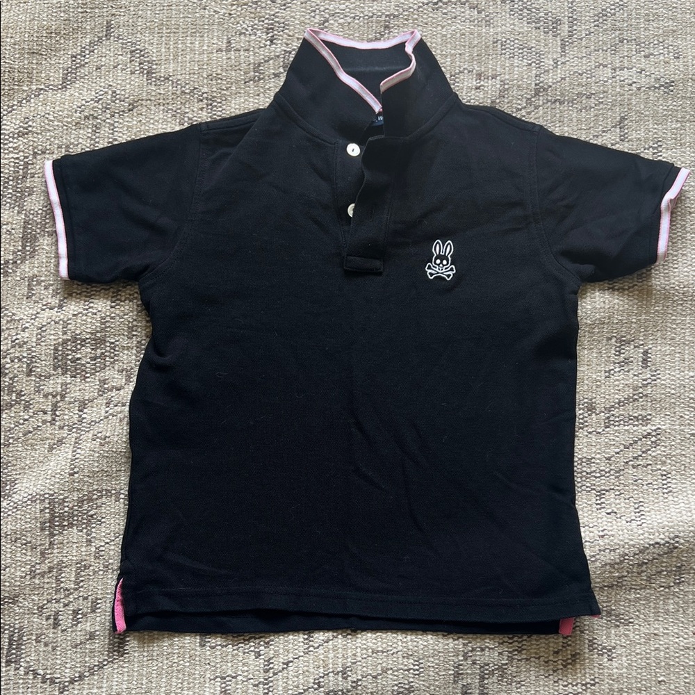 Psycho Bunny Black Polo with Pink Trim